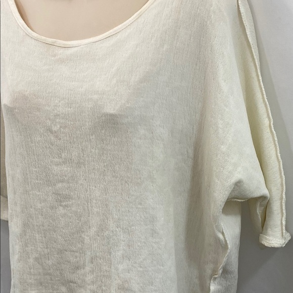 Forever 21 Satin White Crinkled Scoop Neck Top L/G - Picture 9 of 15